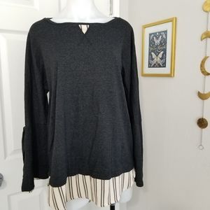 Suzanne Betro Faux 2-in-1 Bell Sleeve Top